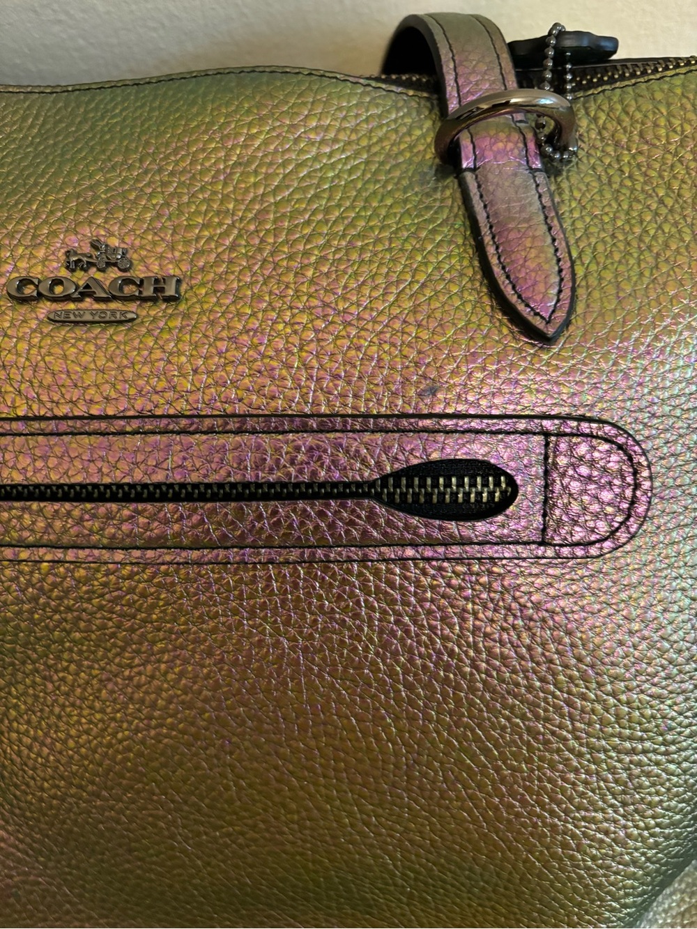 Coach Iridescent Pebbled Leather Tote — Purple and Green Shift - Picture 8 of 8